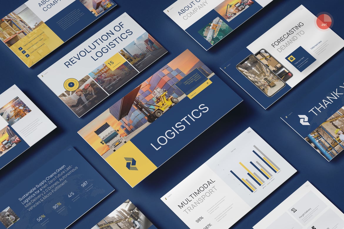 Template Presentasi PowerPoint Logistik & Transportasi yang Menarik