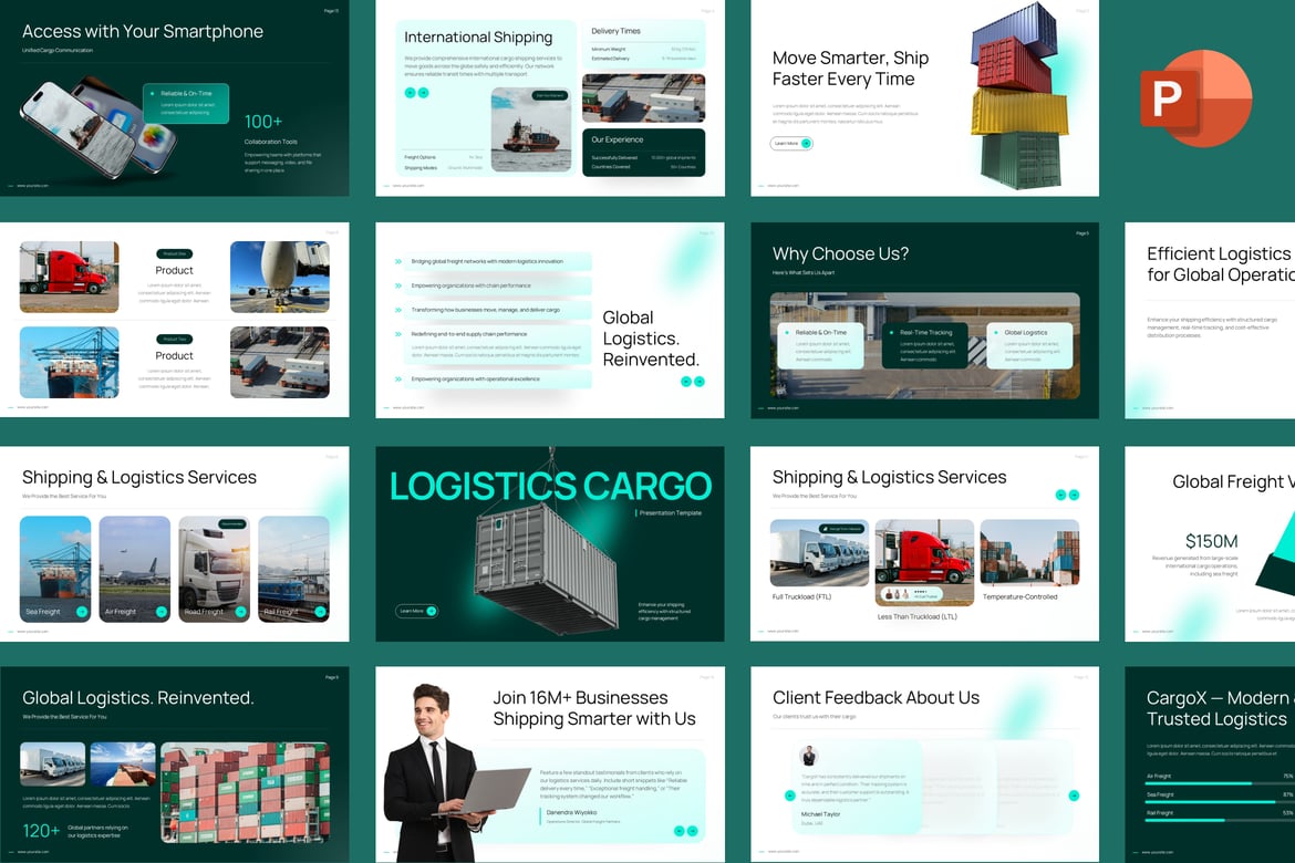 Template PowerPoint Logistik Cargo yang Profesional dan Menarik