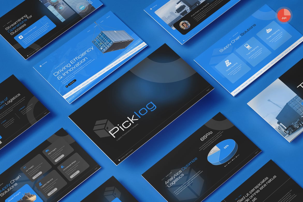 Template Presentasi PowerPoint Logistik yang Menarik