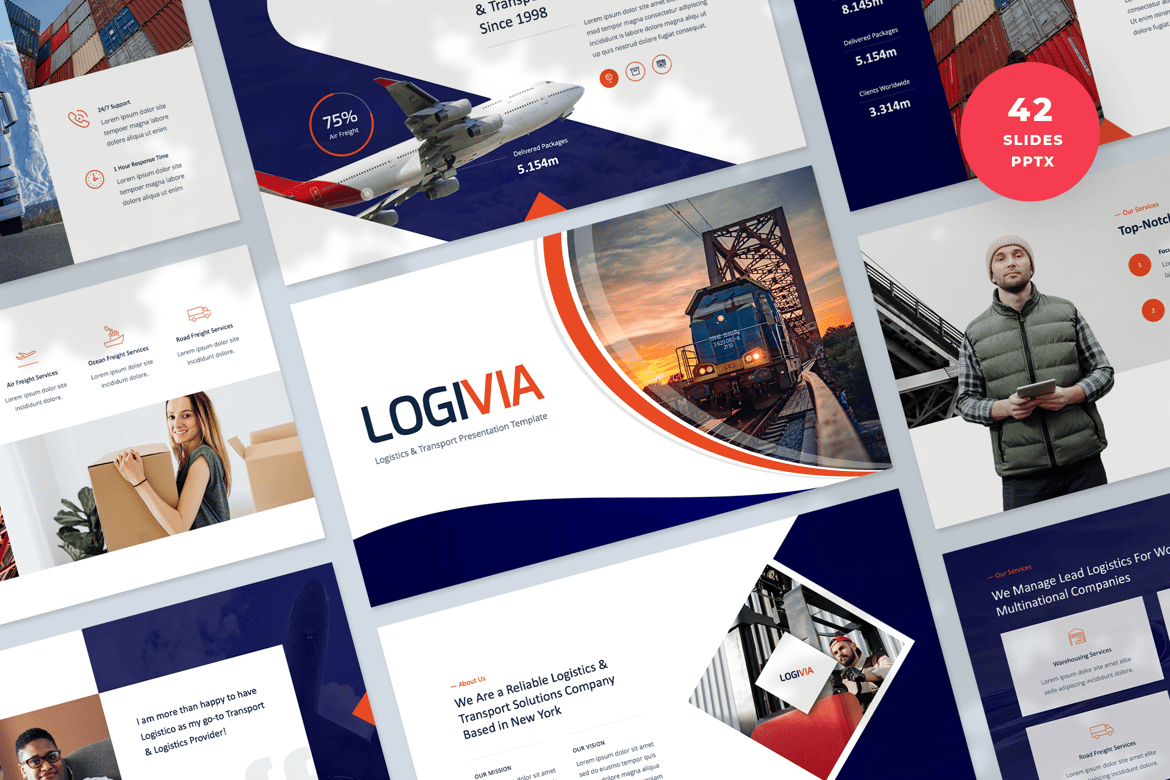 Template Presentasi PowerPoint Logistik yang Modern dan Profesional
