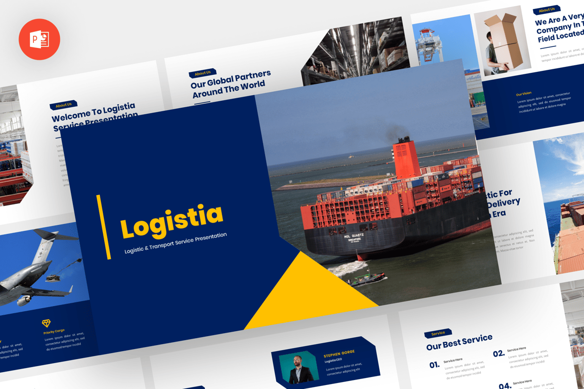 Logistisia - Template Presentasi Powerpoint Logistik yang Modern dan Profesional