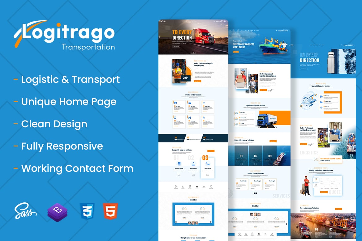 Logitrago - Template Website Transportasi & Logistik yang Menawan