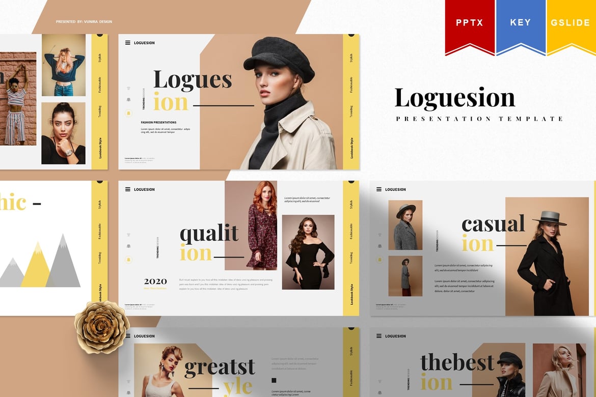 Template Presentasi Logueshion untuk Powerpoint, Keynote, dan Google Slides