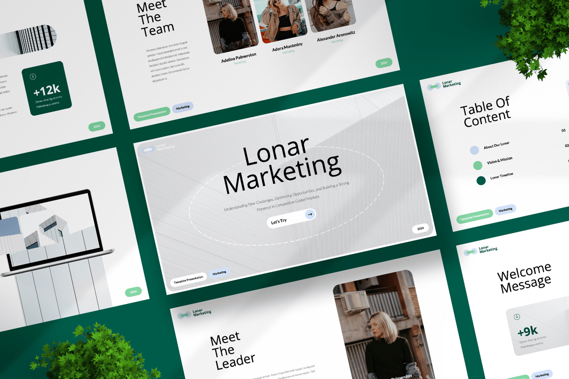 Template Powerpoint Pemasaran Lonar yang Kreatif dan Profesional