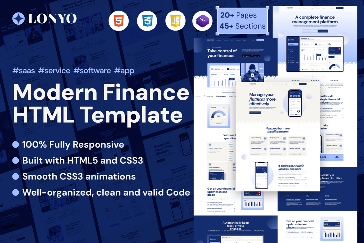 Lonyo - Template Website Sass dan Software HTML Modern