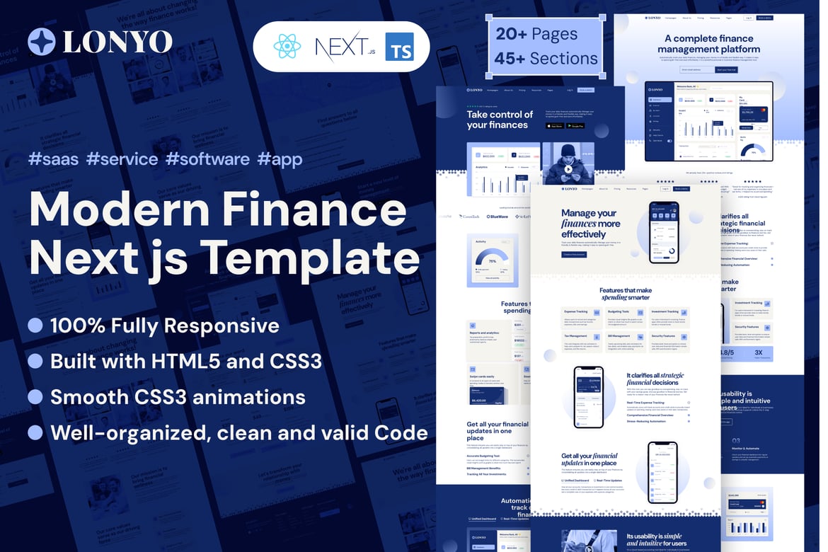 Lonyo - Template Website Sass dan Software dengan React Next.js