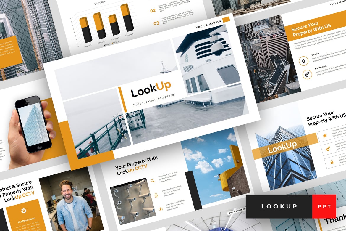 Template Presentasi PowerPoint LookUp - CCTV yang Modern dan Profesional