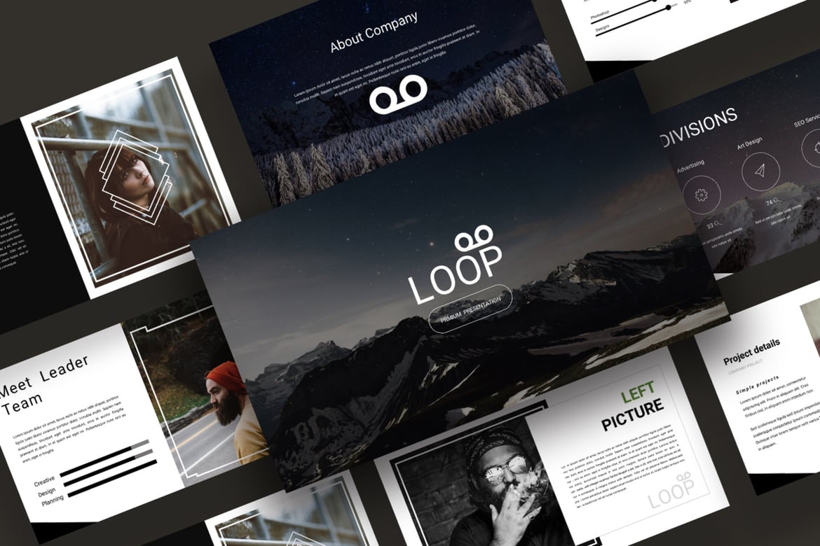 Template Presentasi PowerPoint Loop Kreatif yang Modern