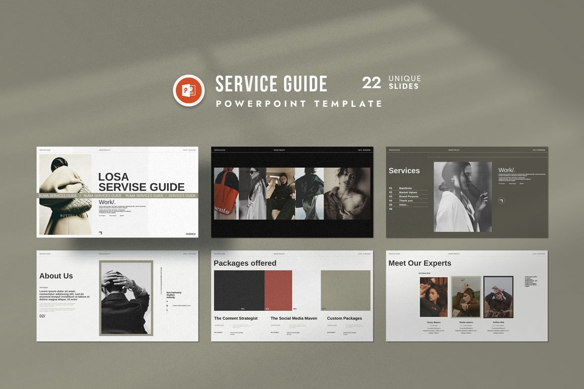 Template PowerPoint Panduan Losa-Services yang Menarik