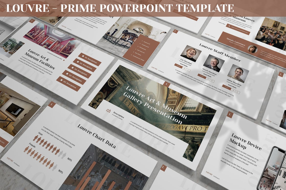 Template Powerpoint Louvre - Elegan dan Modern untuk Semua Kebutuhan Presentasi Anda