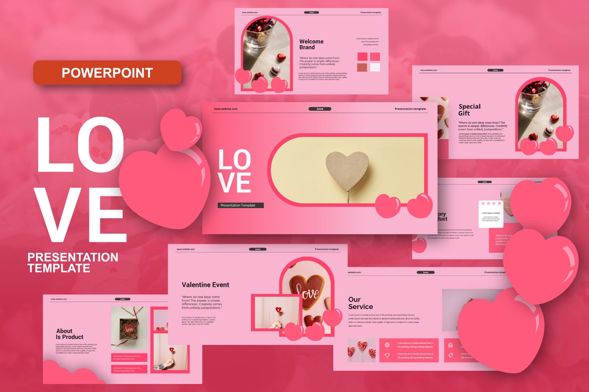 Template PowerPoint Cinta Valentine yang Menawan