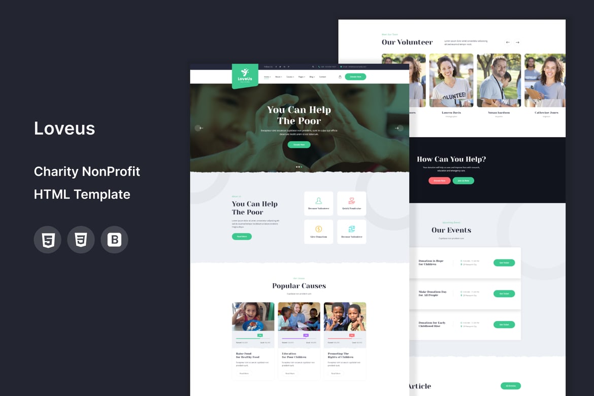 Loveus - Template Website Amal untuk Organisasi Non-Profit