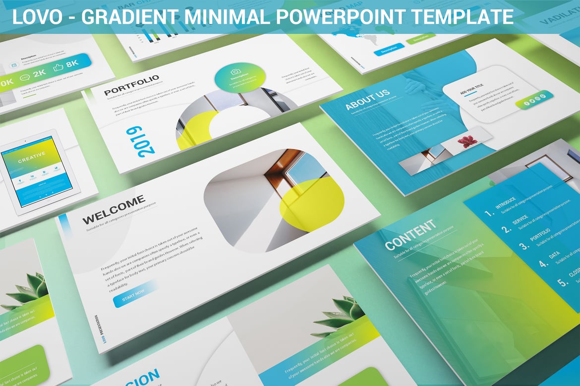 Lovo - Template Powerpoint Minimalis dengan Gradasi Menarik