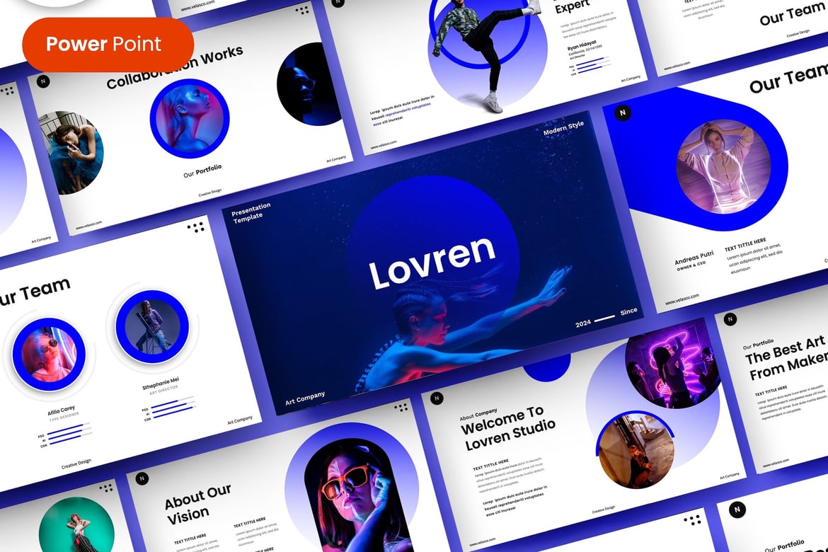 Template Presentasi PowerPoint Lovren – Solusi Bisnis yang Menarik