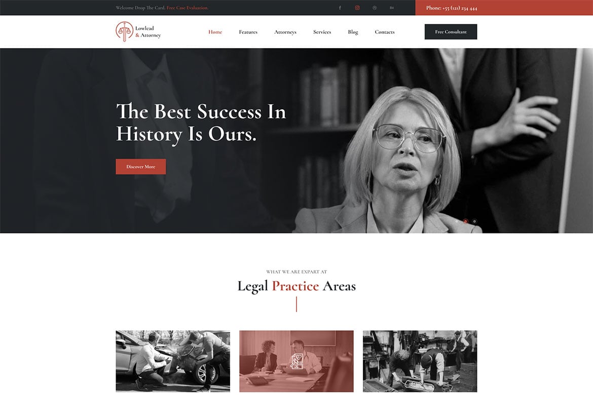 Lowlead - Tema WordPress Profesional untuk Pengacara dan Firma Hukum