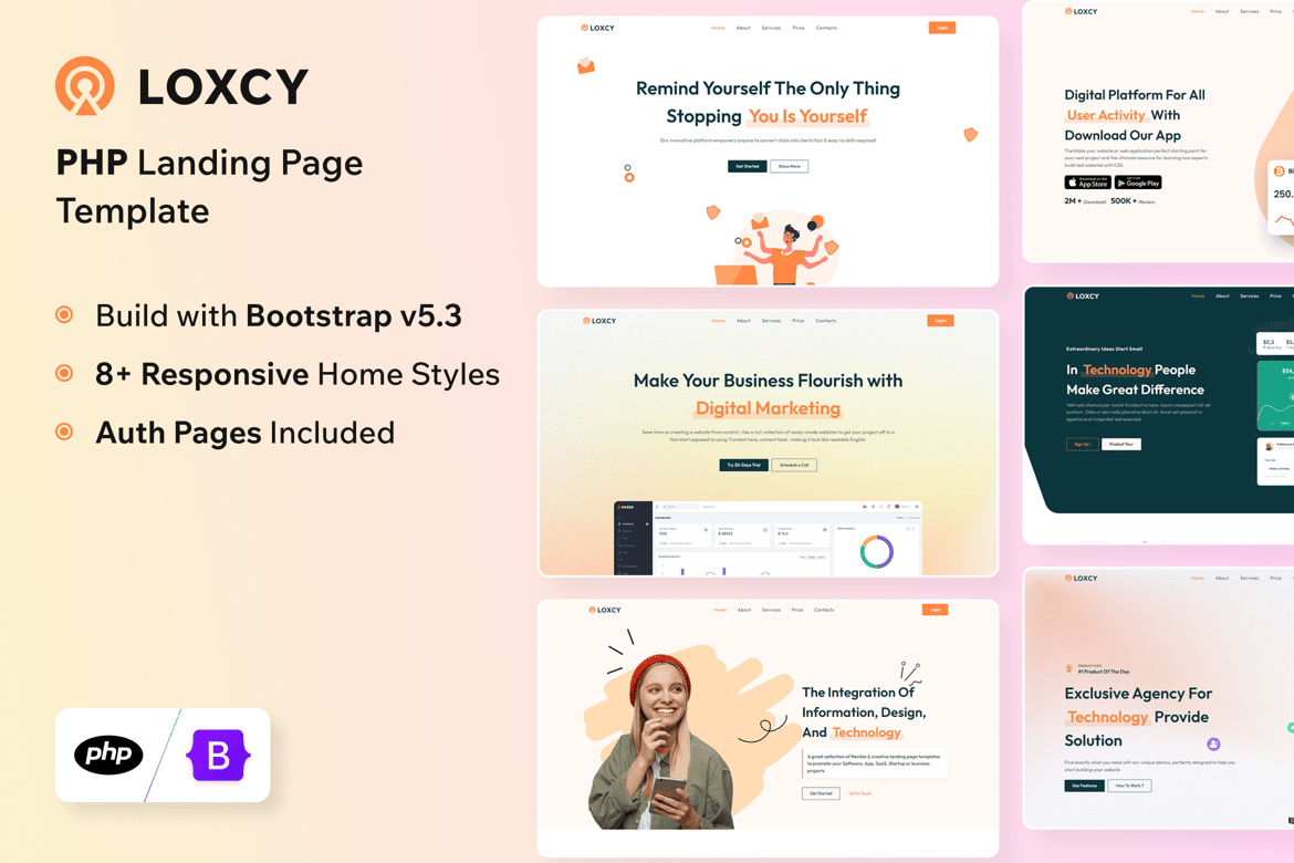 Loxcy - Template Website Landing Page PHP Modern untuk Startup