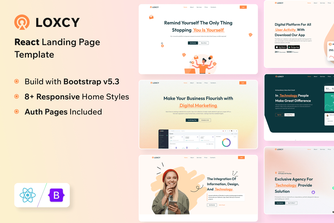 Loxcy - Template Website Landing Page Modern dengan React 19