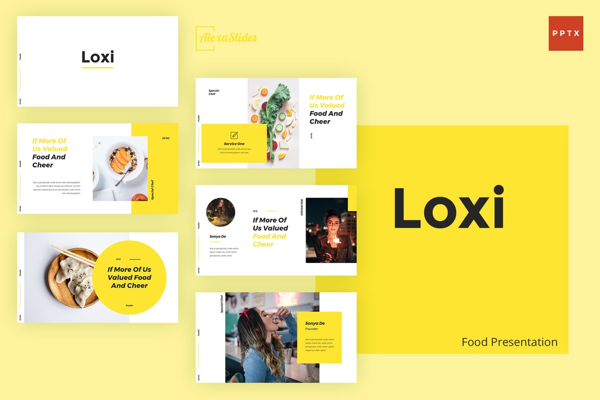 Loxi - Template Powerpoint Presentasi Makanan yang Kreatif dan Menarik