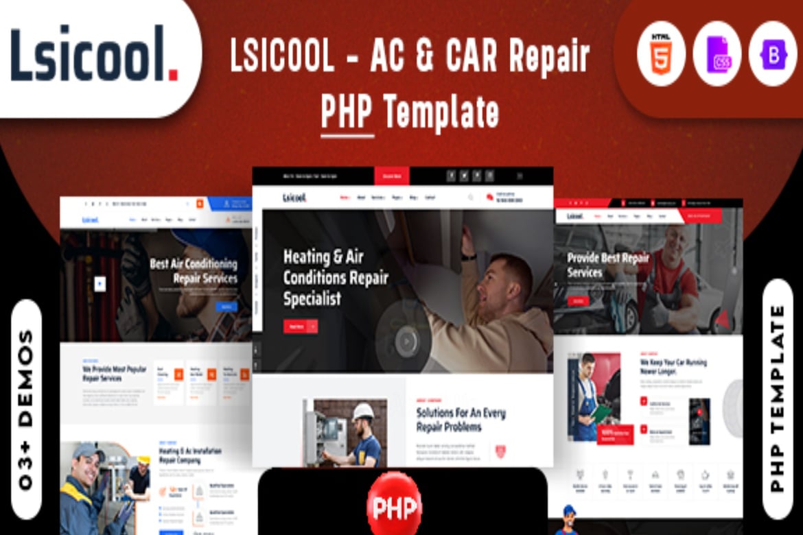 Template Website Lsicool - Solusi PHP untuk Perbaikan AC & Mobil