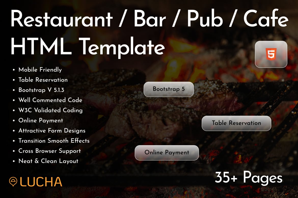 Lucha - Template Website Restoran Multipage yang Modern dan Menarik