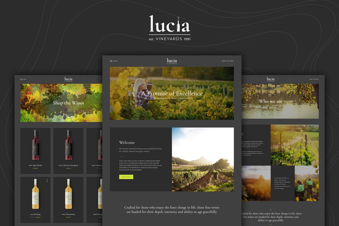 Tema WordPress Lucia - Elegan untuk Situs Anggur Anda