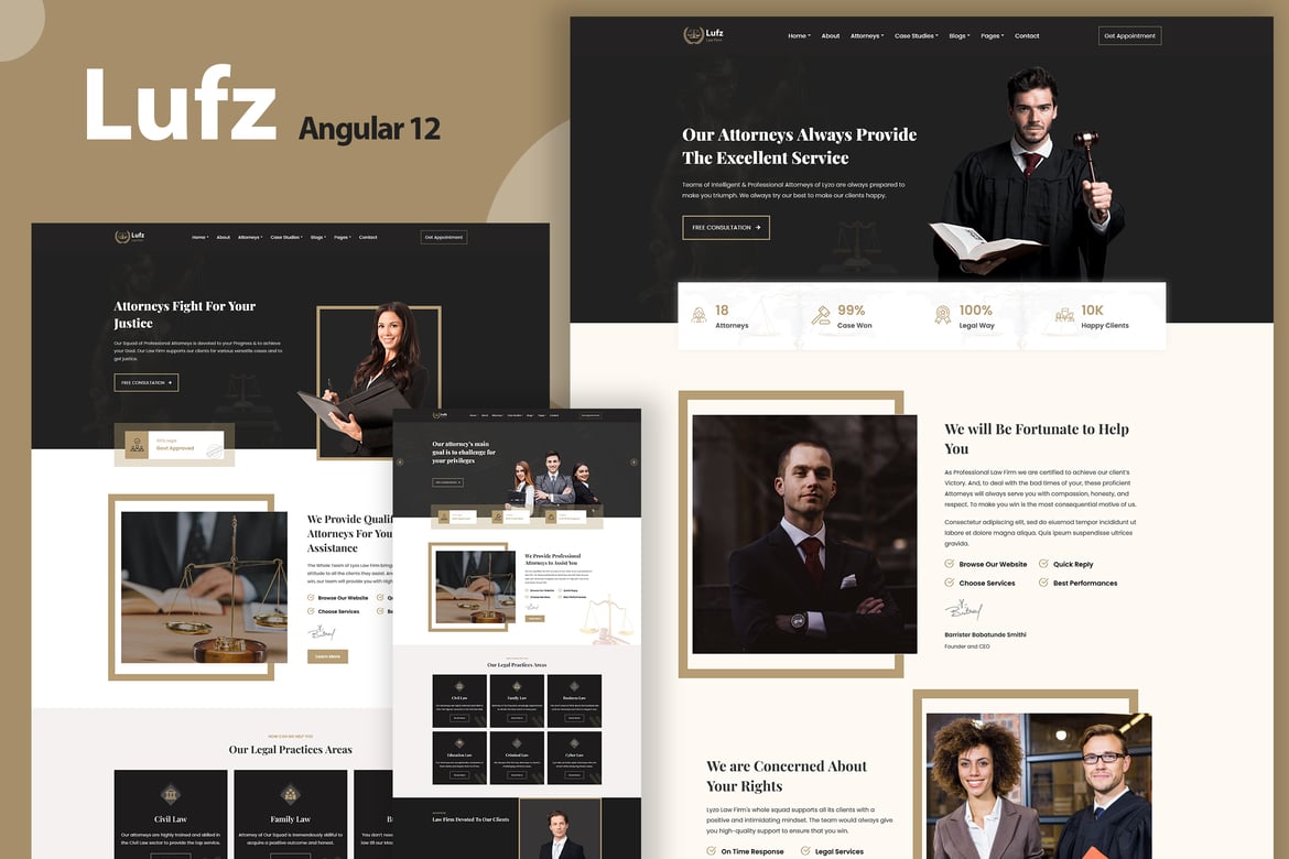 Lufz - Template Website Modern untuk Firma Hukum & Pengacara berbasis Angular 13