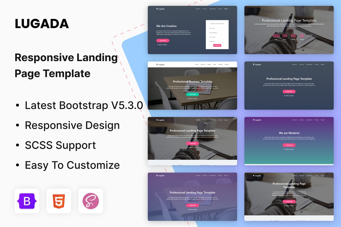 Lugada - Template Website Landing Page Responsif yang Modern