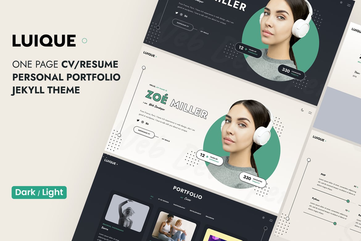 Luique - Template Website Portofolio Pribadi dan CV Resume Jekyll yang Menarik