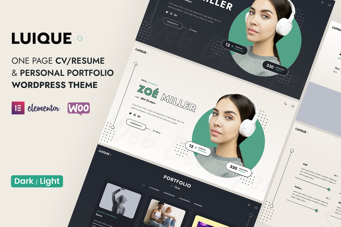 Luique - Tema WordPress Portofolio Pribadi yang Modern dan Kreatif
