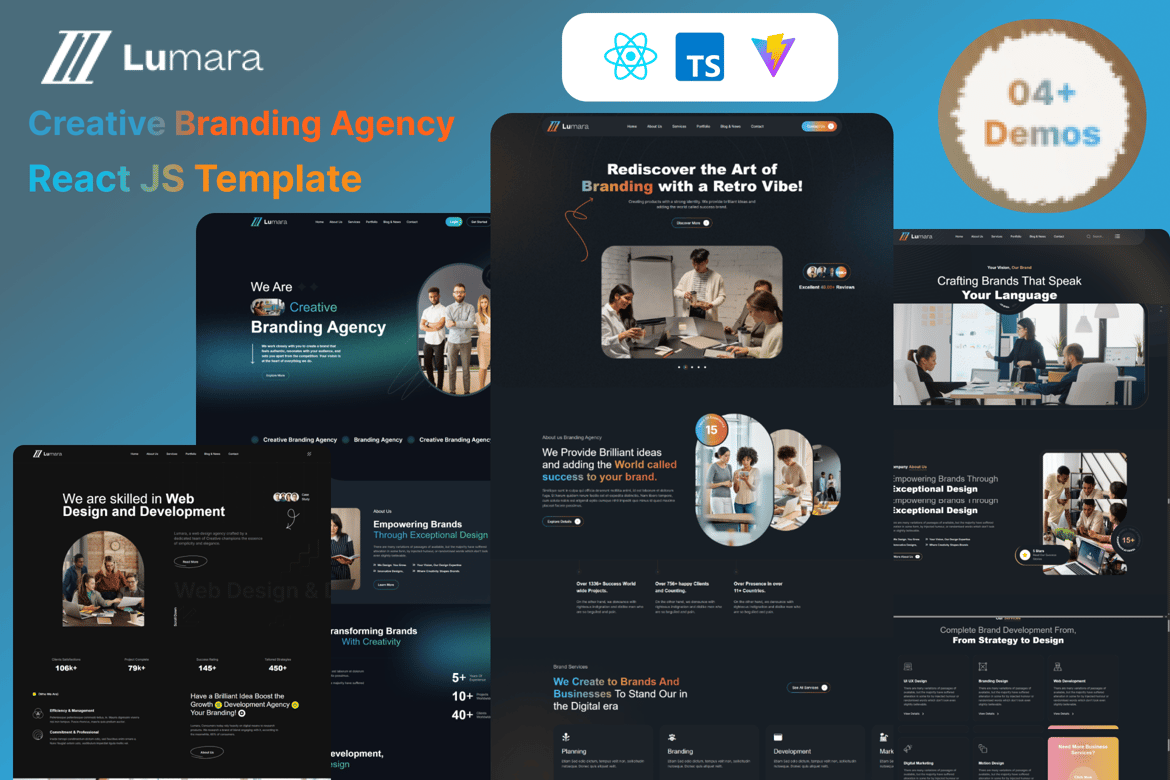 Lumara - Template Website Kreatif untuk Agensi Branding menggunakan React JS
