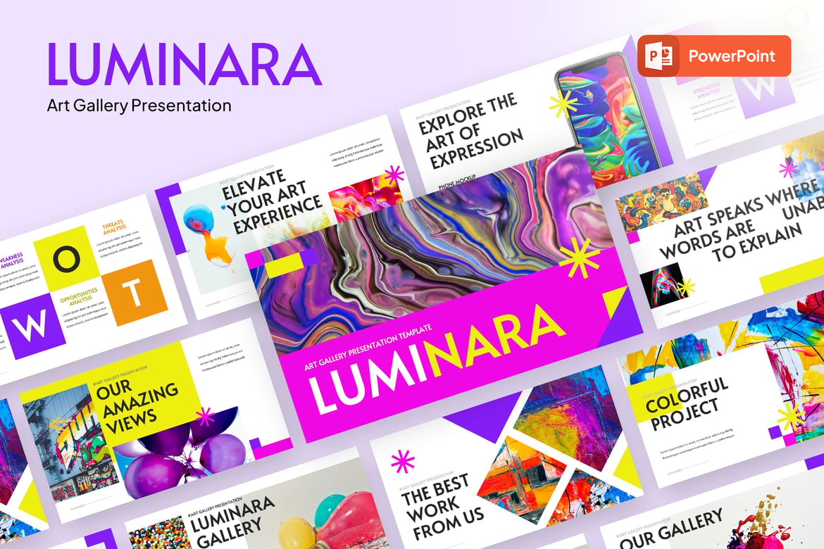 Template PowerPoint Luminara - Galeri Seni yang Menarik