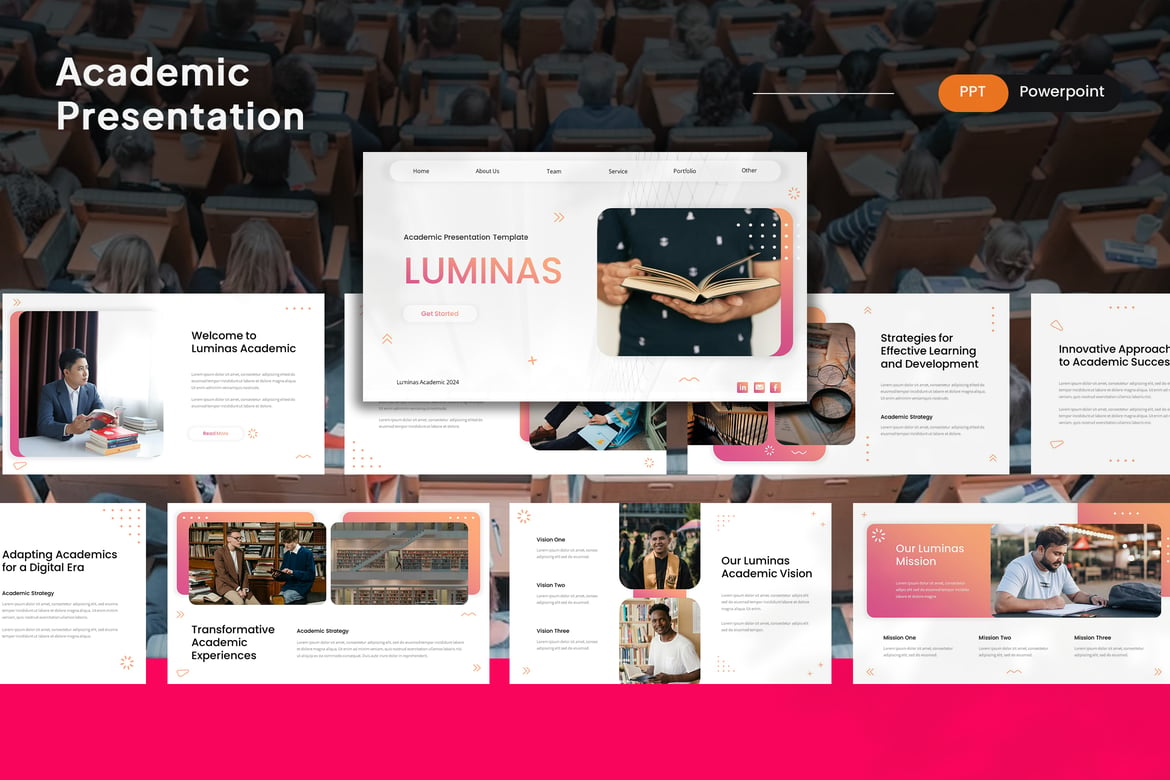 Template PowerPoint Akademik Luminas yang Menarik
