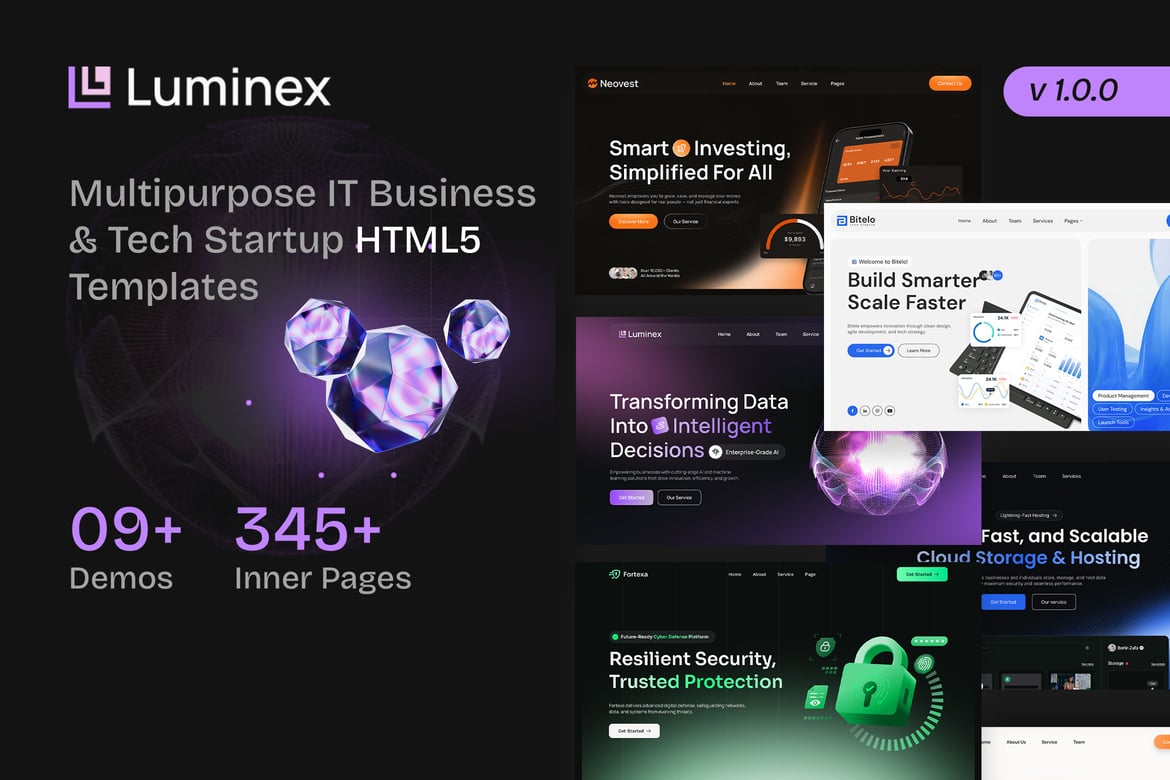 Luminex - Template Website IT & Startup Teknologi Serbaguna