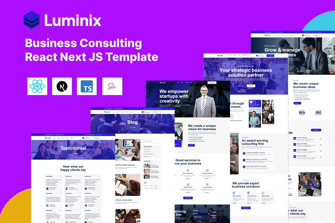 Luminix - Template Website Konsultasi Bisnis Modern dengan Next JS