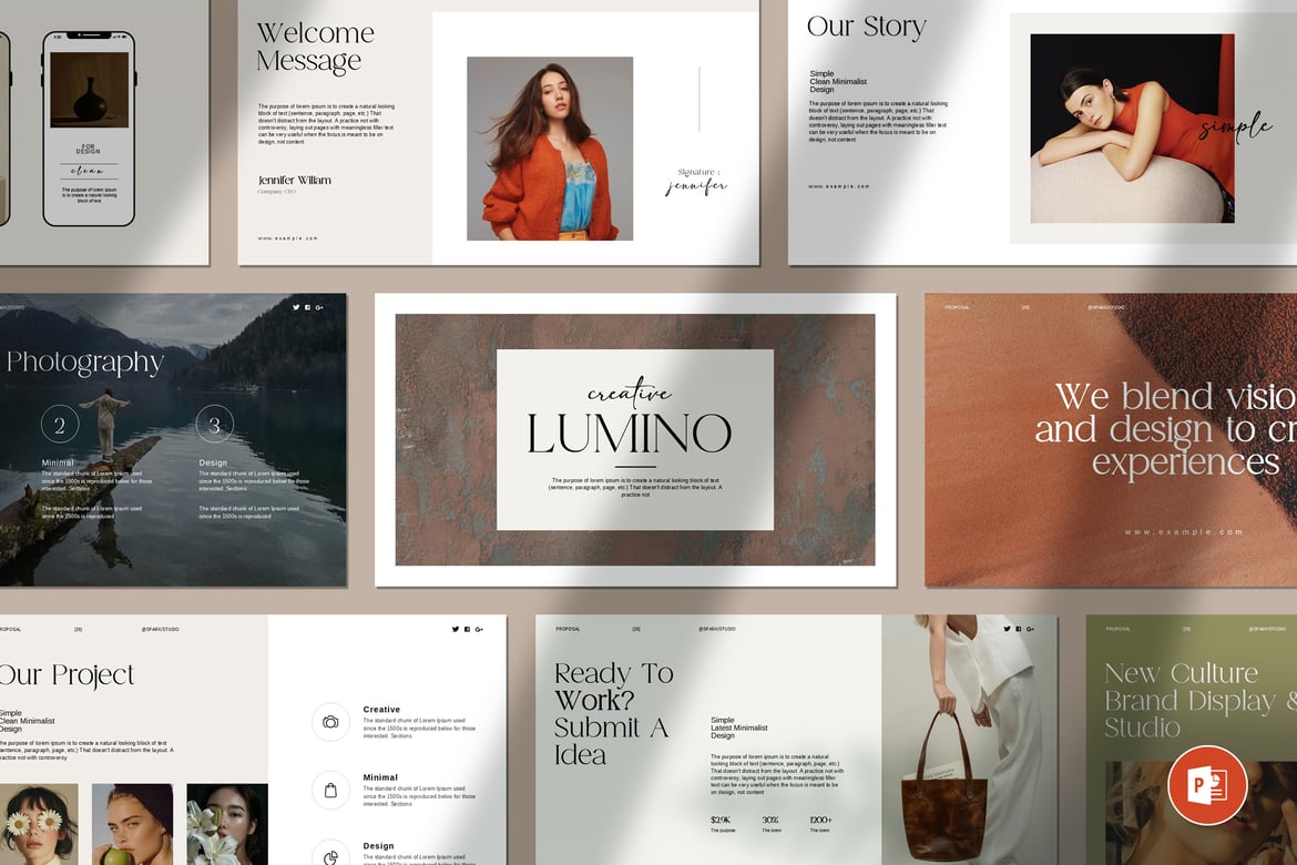 Template Presentasi PowerPoint Minimalis Lumino yang Elegan