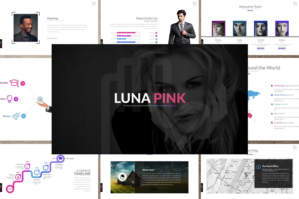 Template PowerPoint LUNA PINK yang Menarik dan Profesional