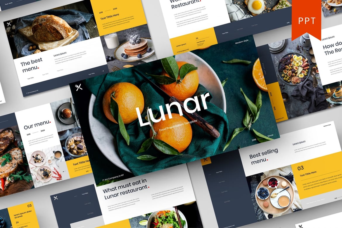 Lunar – Template PowerPoint untuk Bisnis Makanan yang Menarik