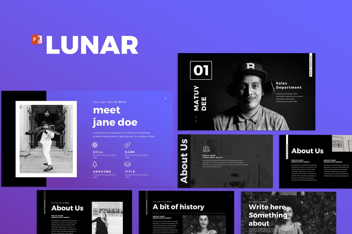 Template Presentasi PowerPoint Bulan yang Menawan