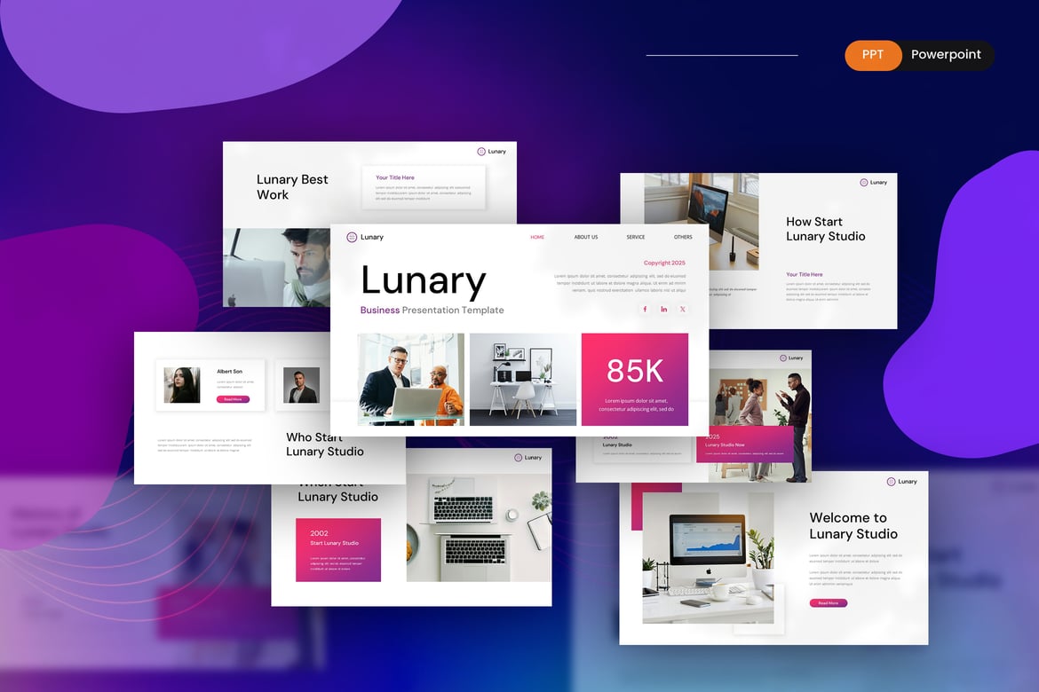 Template PowerPoint Lunary - Solusi Kreatif untuk Presentasi Modern