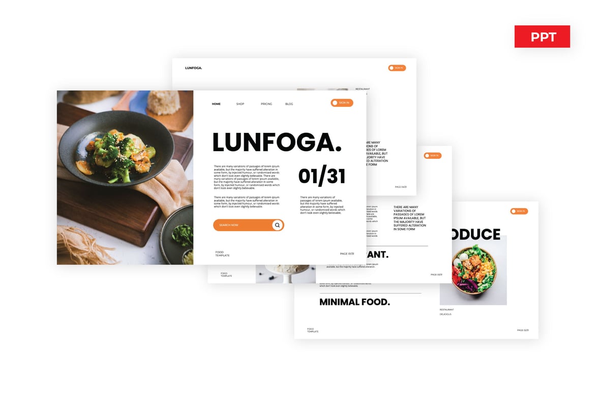 Template Presentasi Makanan Lunfoga yang Kreatif dan Modern