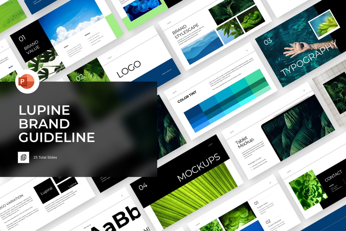 Template PowerPoint Panduan Merek Lupine yang Menarik