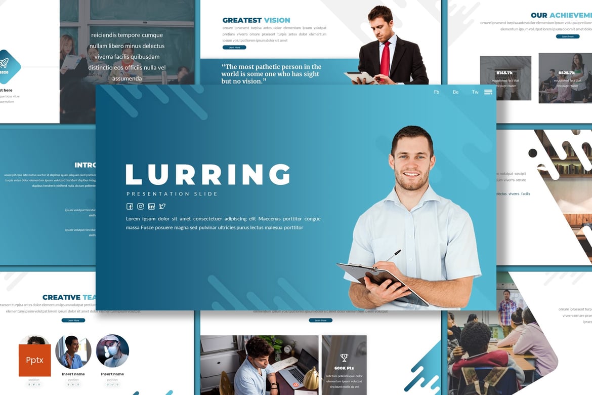 Template Presentasi PowerPoint Lurring yang Kreatif dan Minimalis
