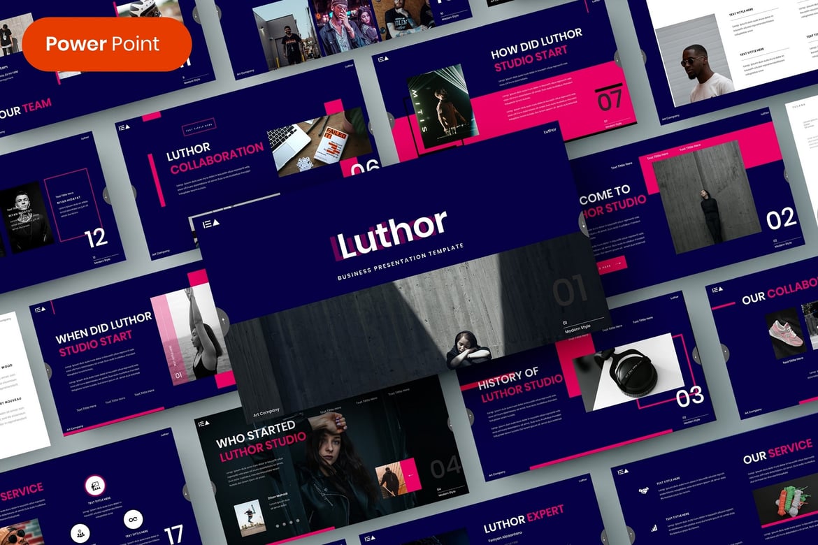 Luthor – Template PowerPoint Bisnis yang Elegan dan Modern