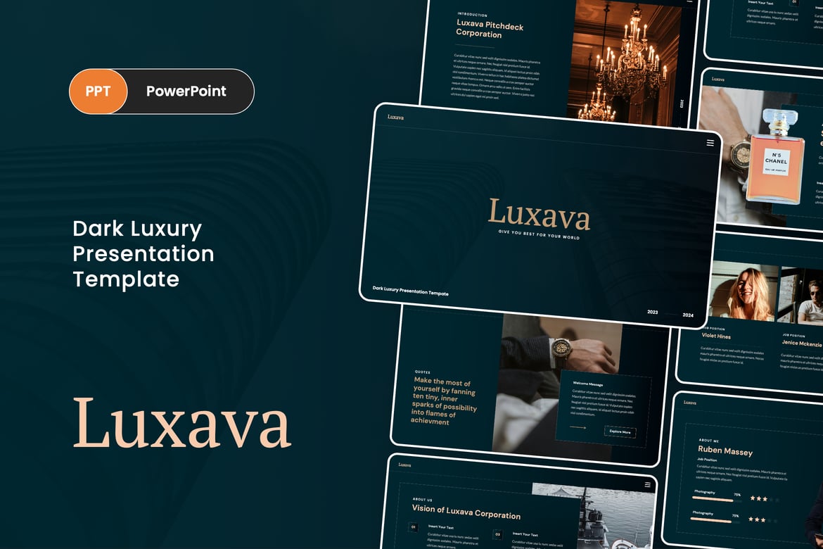 Luxava - Template PowerPoint Mewah Berwarna Gelap