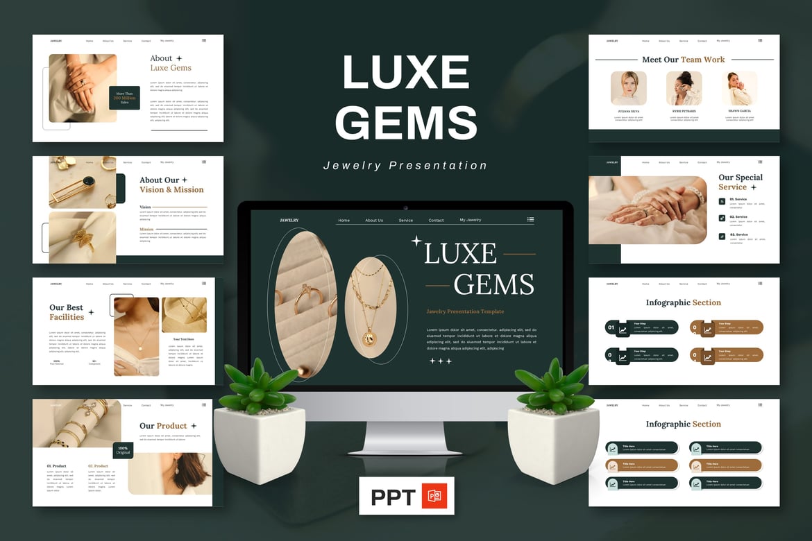 Template Presentasi Mewah - Luxe Gems untuk Jewelry