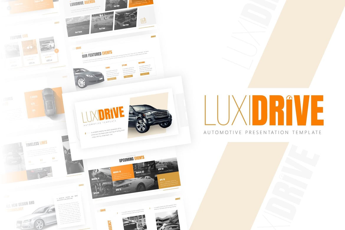 Template PowerPoint Luxidrive - Solusi Presentasi Otomotif yang Profesional