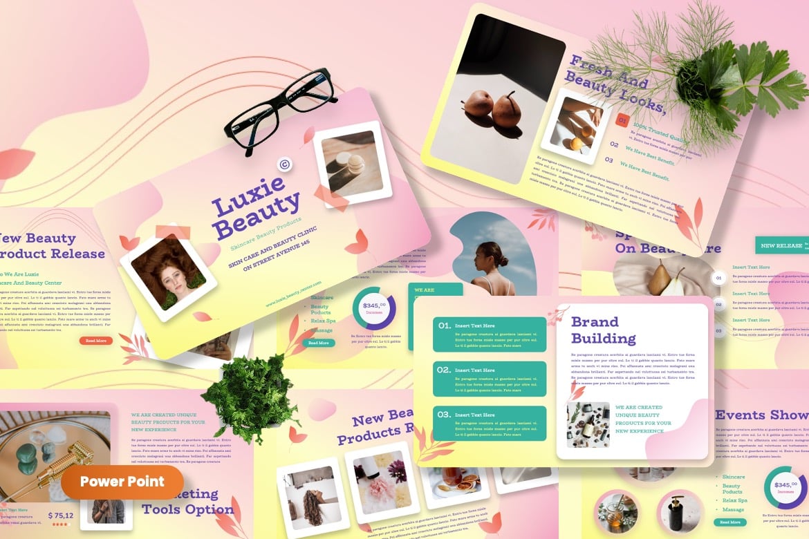 Template Presentasi Powerpoint Luxie untuk Produk Kecantikan
