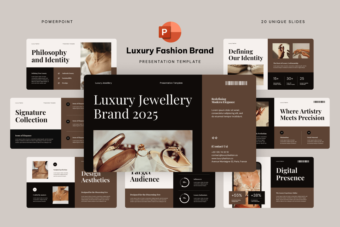 Template Presentasi PowerPoint Mewah untuk Brand Fashion