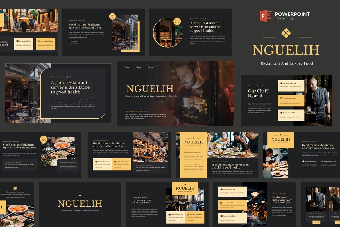 Template Powerpoint Mewah untuk Makanan & Restoran