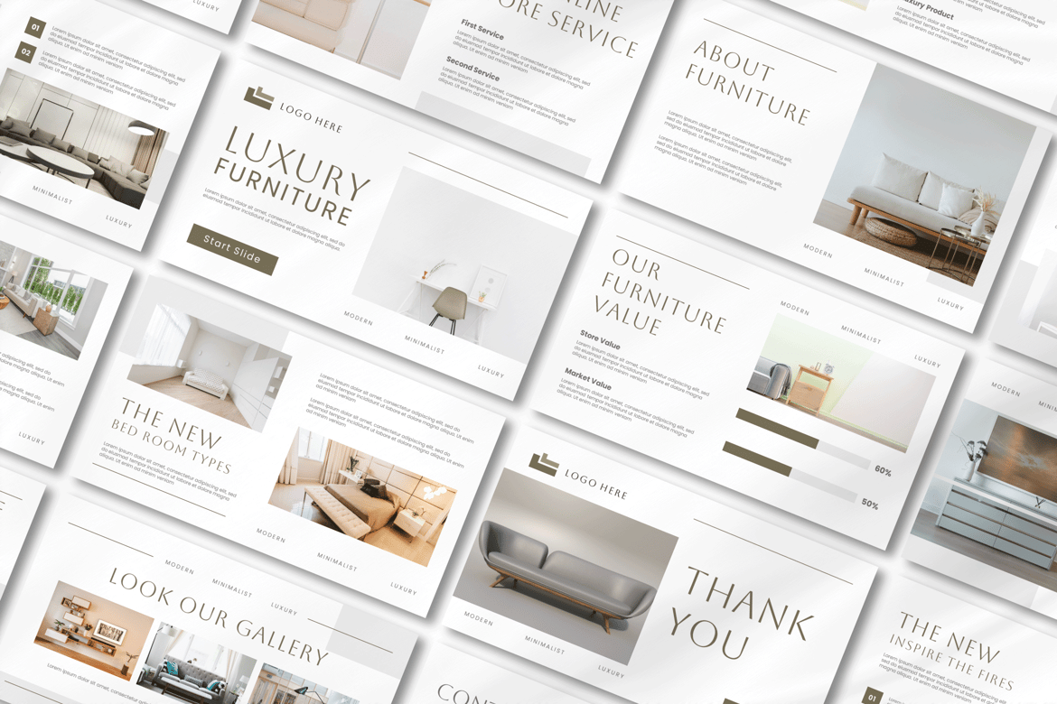 Template Presentasi PowerPoint Furniture Mewah